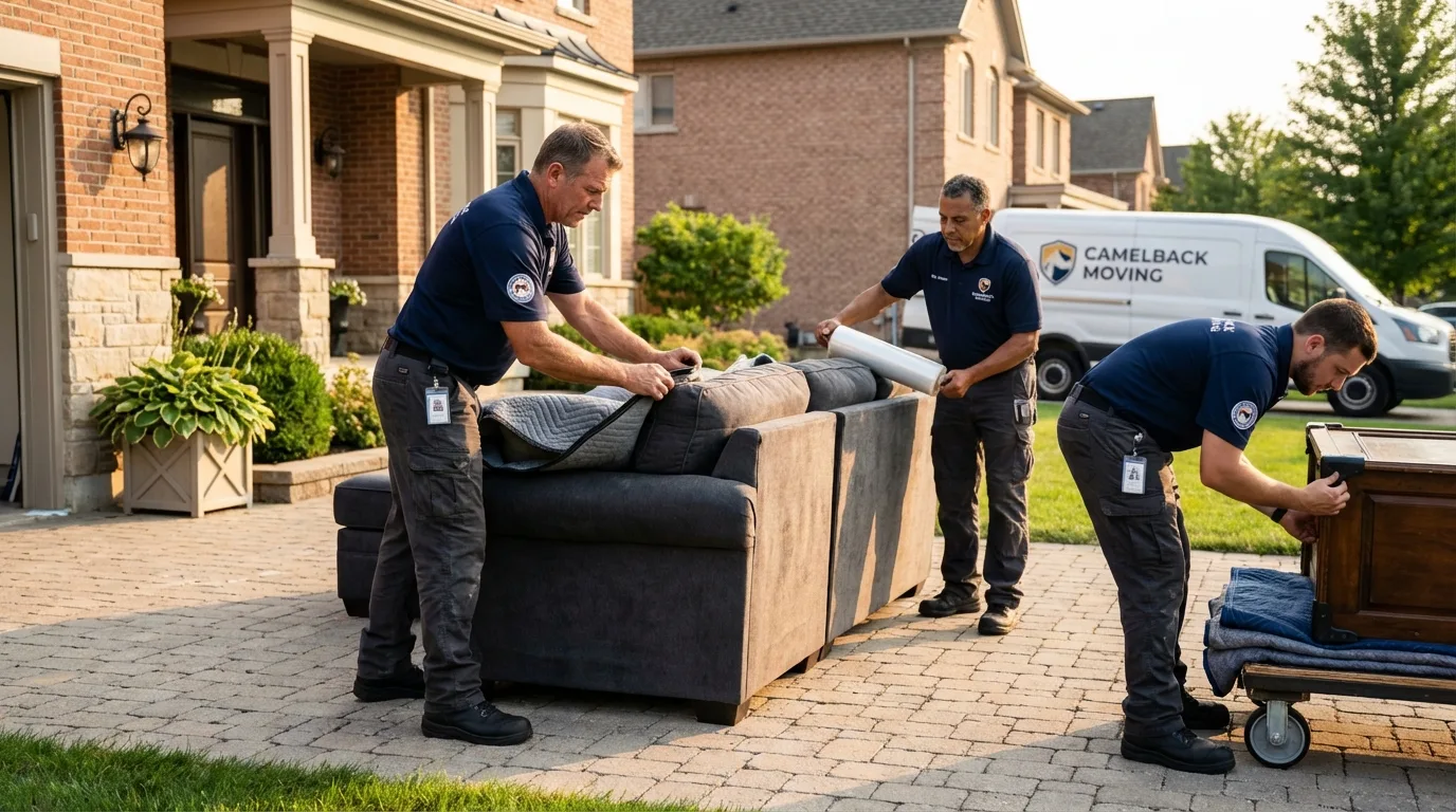 Large estate moving crew wrapping furniture in Stevenson Ranch, CA